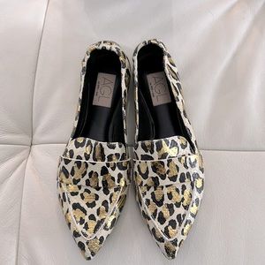 AGL flats. 38.5 (8.5) leather. Animal print, tan l, black & gold. Never worn